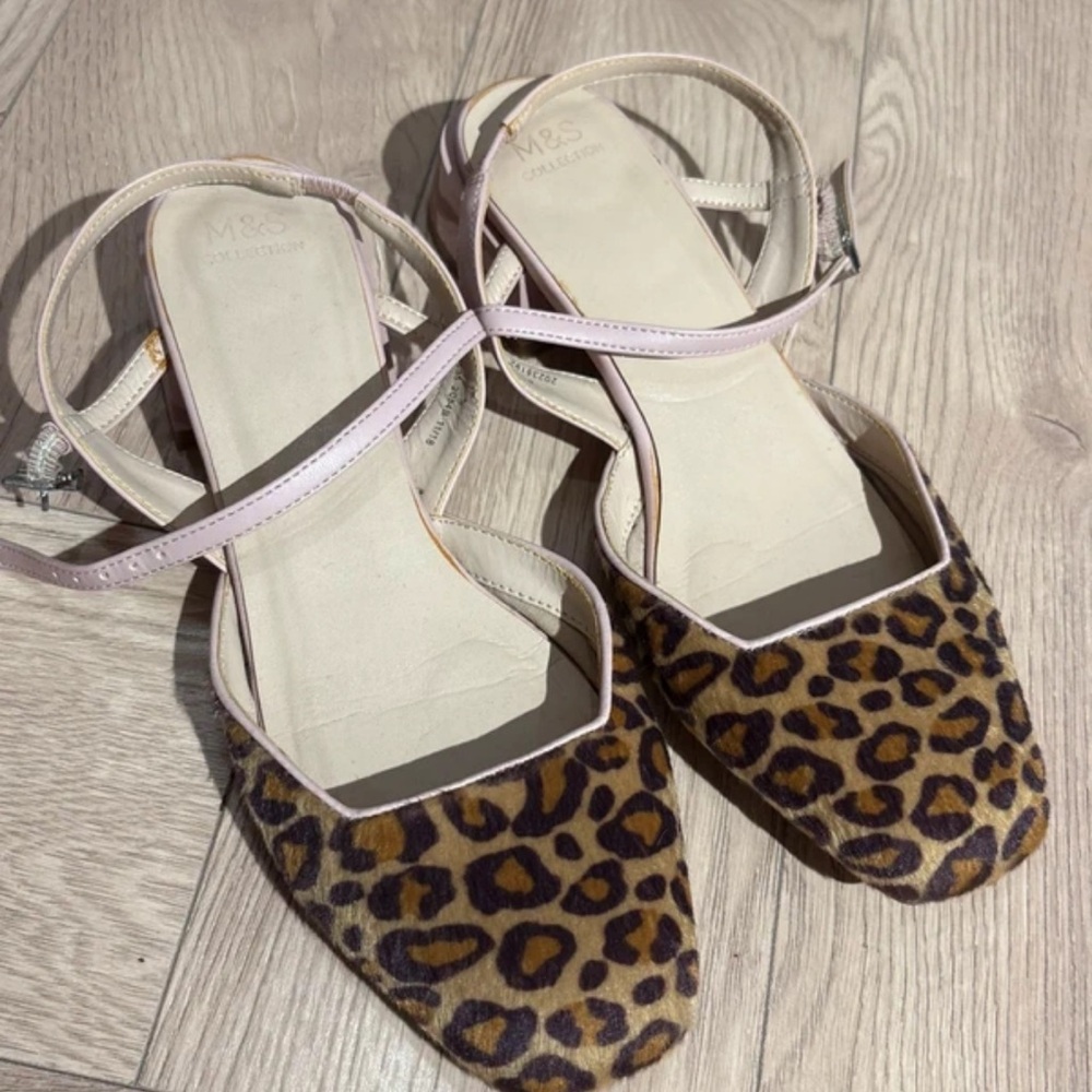 Next Leopard Print Sandals - Brown and Cream